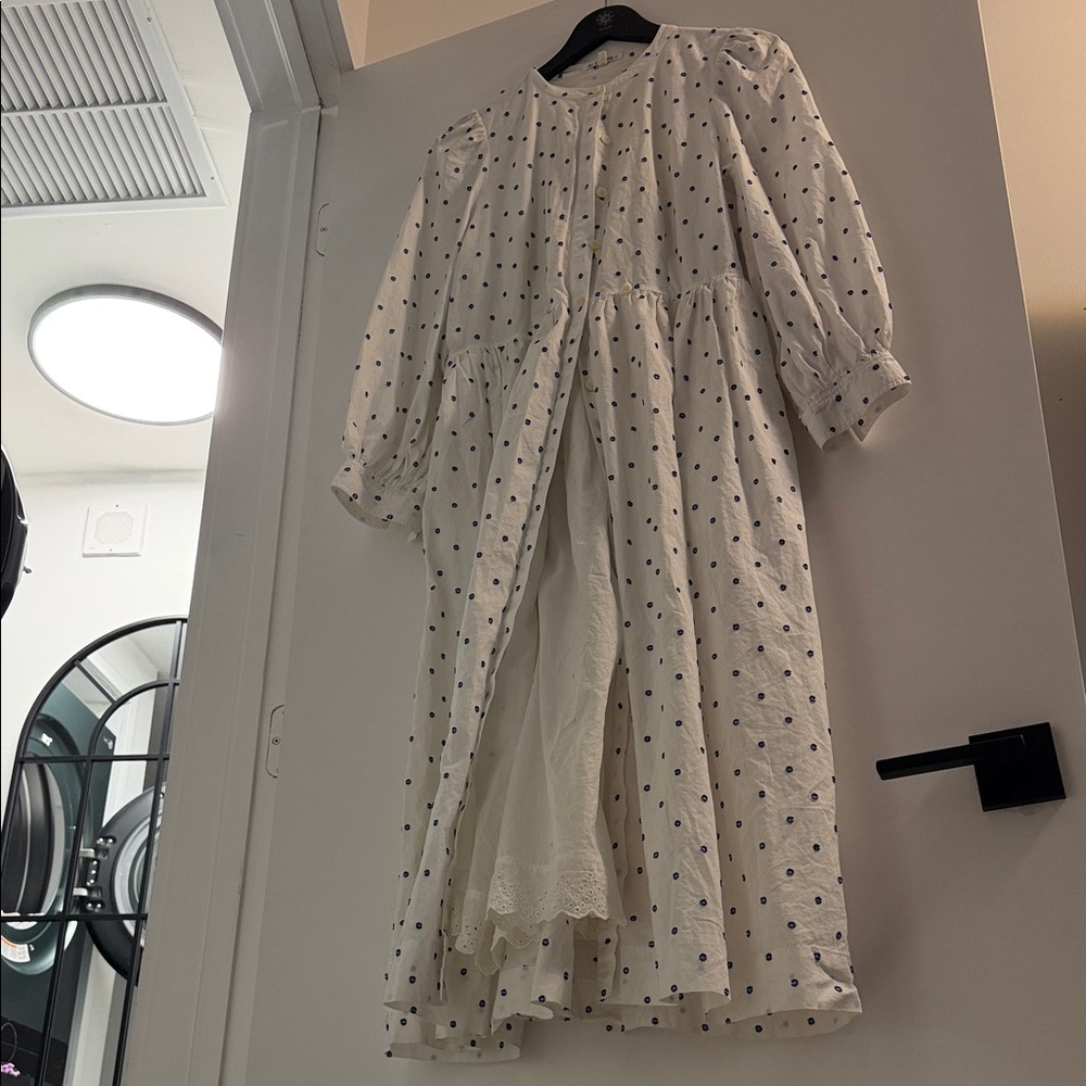 🤍 Alex Mill Dot Print Prairie Maxi Dress — Size M